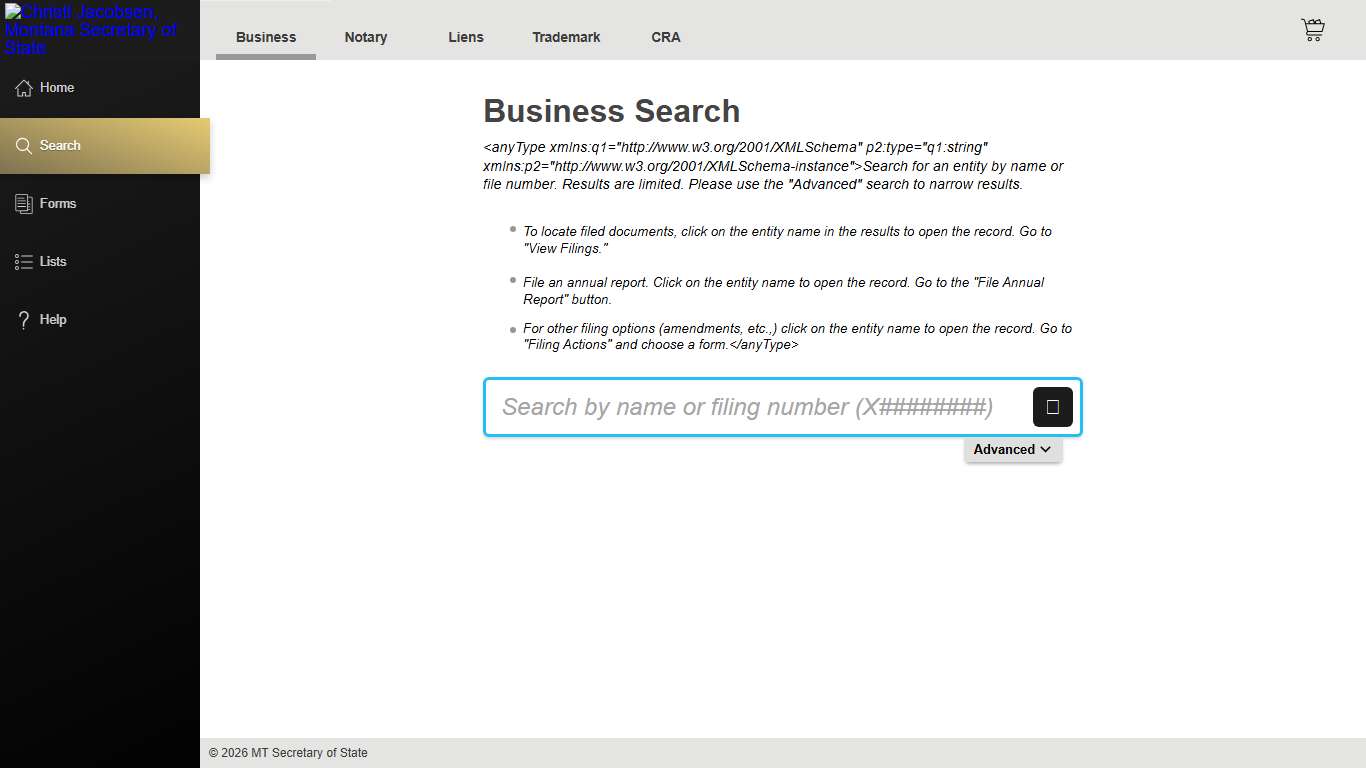 Search Official Montana Secretary of State