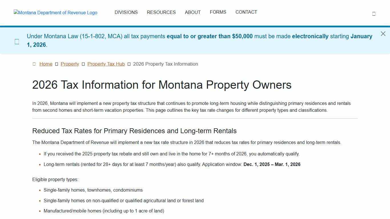 2026 Tax Information for Montana Property Owners